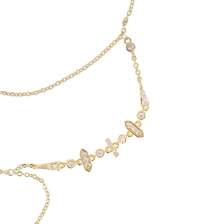 Women's Boho Bracelet-Ring Shine Aria CPU425D Anartxy 316L Steel - IP Gold Plating And White Zircons